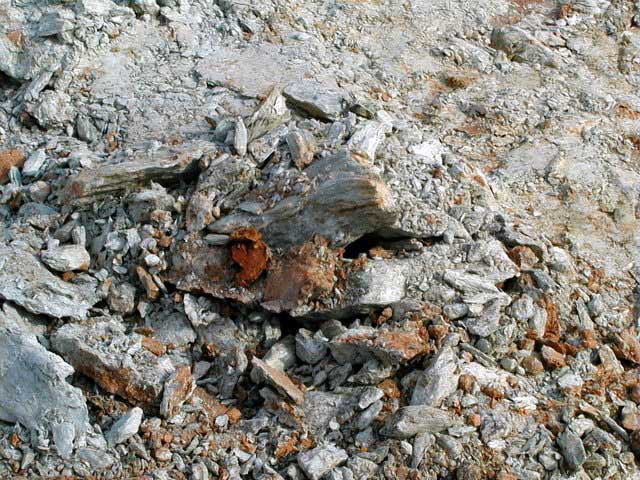 Naturally occurring asbestos-bearing rock